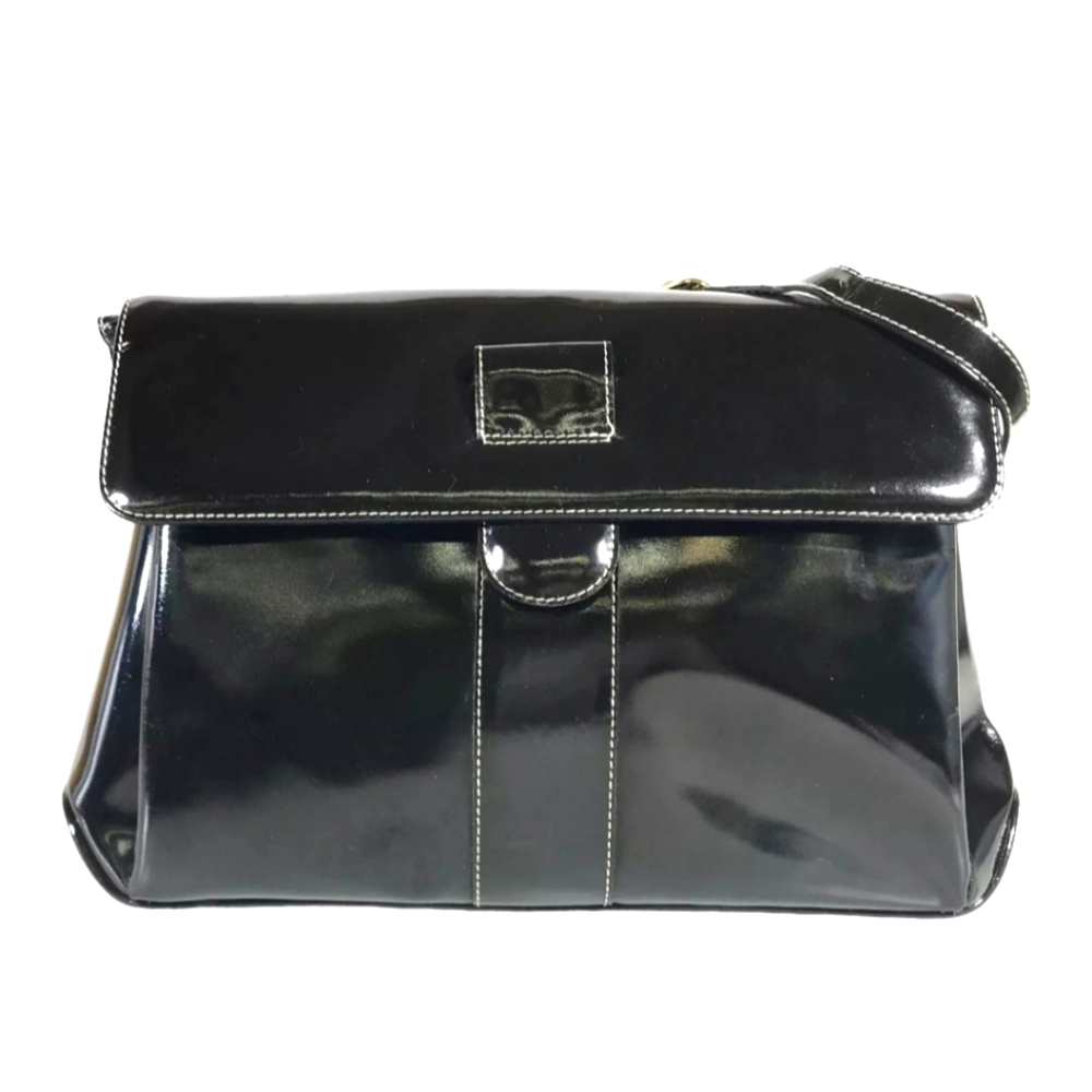 SALVATORE FERRAGAMO BAG SHOULDERBAG ENAMEL LEATHER
